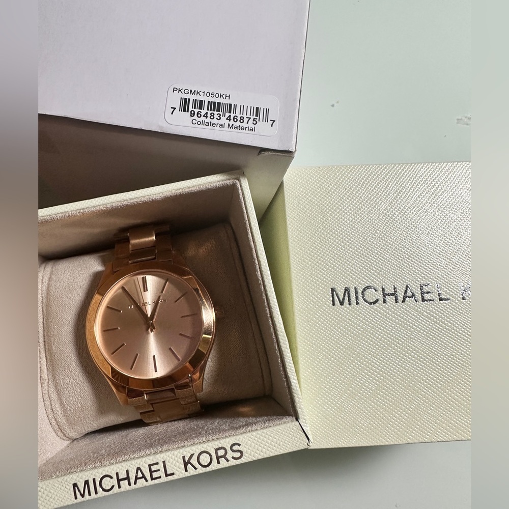 (PRE-LOVED) Unisex Slim Runway Gold-Tone Stainless Steel Bracelet Watch 42mm OBO